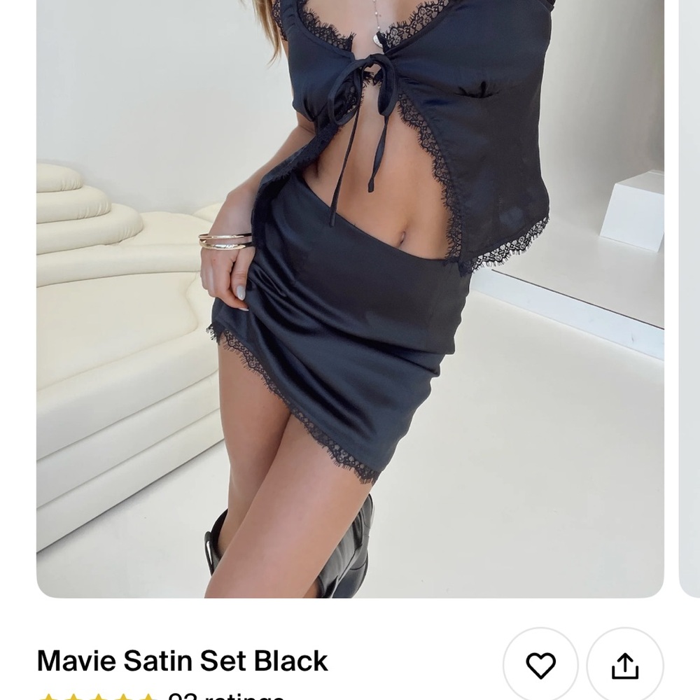 Princess Polly Black Satin Dress Set